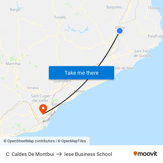 C. Caldes De Montbui to Iese Business School map