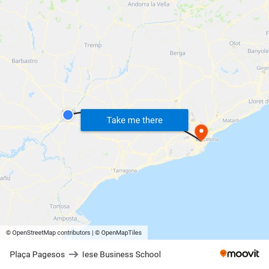 Plaça Pagesos to Iese Business School map