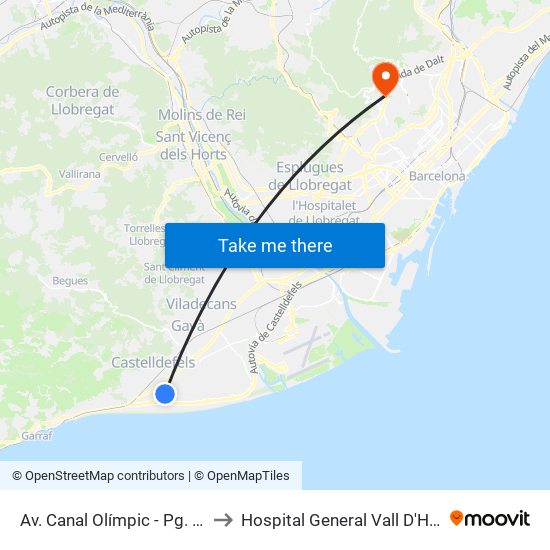 Av. Canal Olímpic - Pg. Pitort to Hospital General Vall D'Hebron map