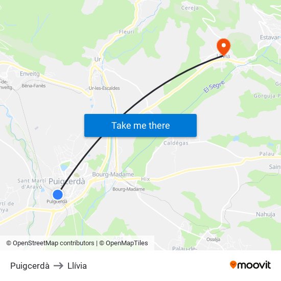 Puigcerdà to Llívia map