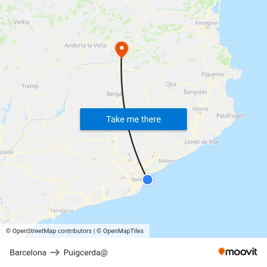 Barcelona to Puigcerda@ map