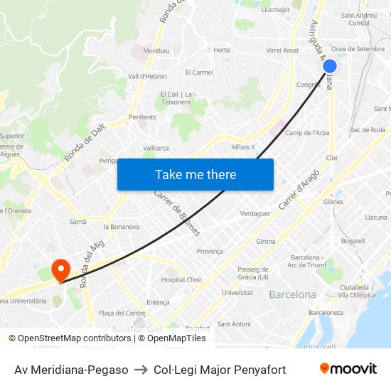 Av Meridiana-Pegaso to Col·Legi Major Penyafort map