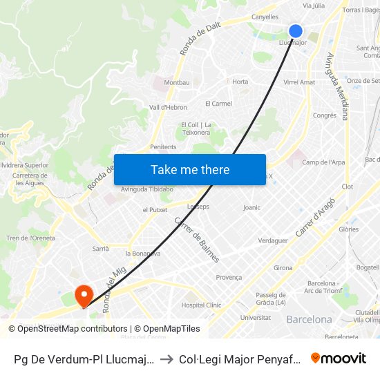 Pg De Verdum-Pl Llucmajor to Col·Legi Major Penyafort map