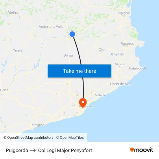 Puigcerdà to Col·Legi Major Penyafort map