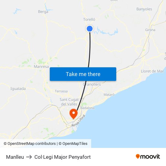 Manlleu to Col·Legi Major Penyafort map