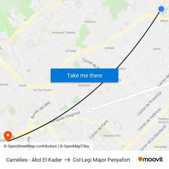 Camèlies - Abd El-Kader to Col·Legi Major Penyafort map