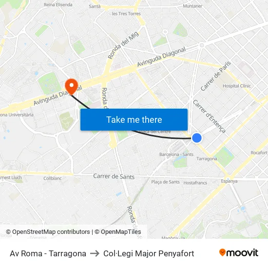 Av Roma - Tarragona to Col·Legi Major Penyafort map