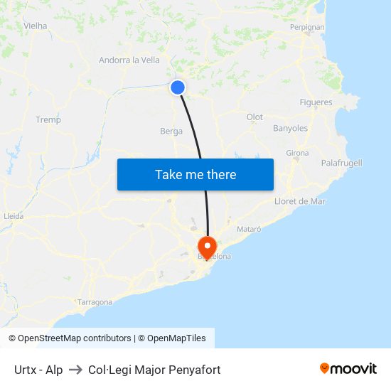 Urtx - Alp to Col·Legi Major Penyafort map