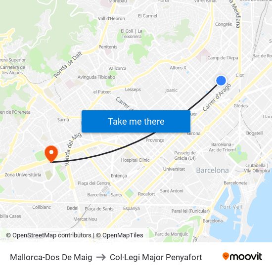 Mallorca-Dos De Maig to Col·Legi Major Penyafort map