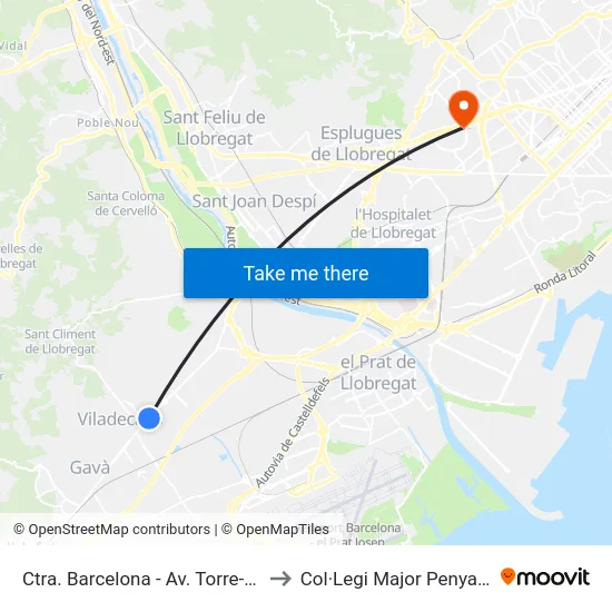 Ctra. Barcelona - Av. Torre-Roja to Col·Legi Major Penyafort map