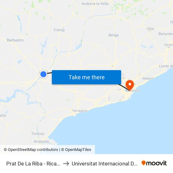 Prat De La Riba - Ricard Vinyes to Universitat Internacional De Catalunya map