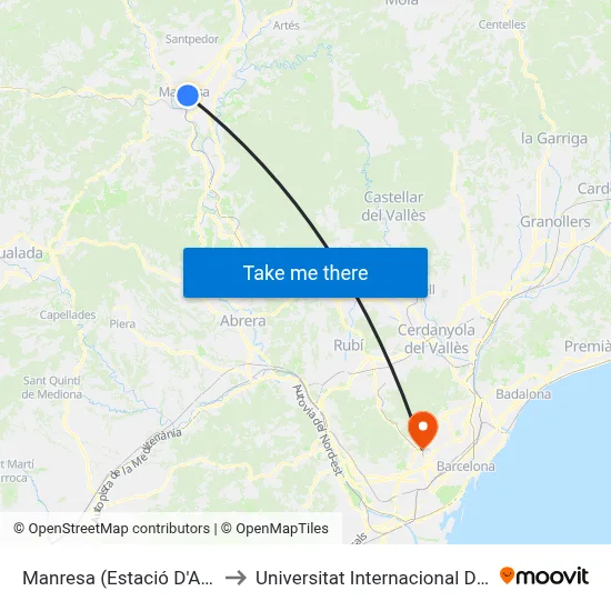 Manresa (Estació D'Autobusos) to Universitat Internacional De Catalunya map