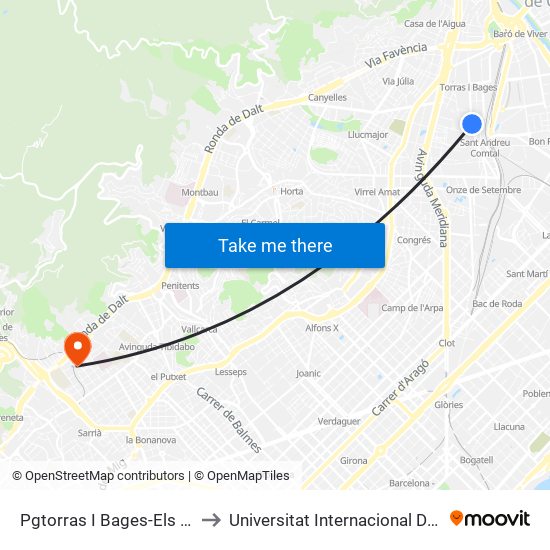 Pgtorras I Bages-Els Segadors to Universitat Internacional De Catalunya map