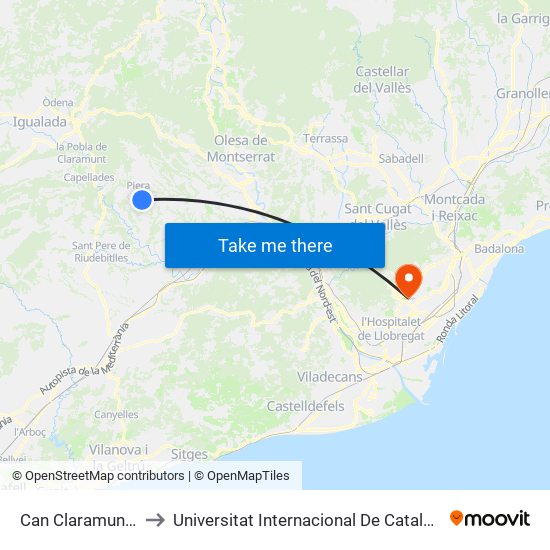Can Claramunt 1 to Universitat Internacional De Catalunya map