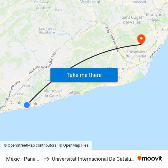 Mèxic - Panamà to Universitat Internacional De Catalunya map