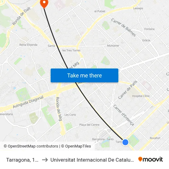 Tarragona, 129 to Universitat Internacional De Catalunya map