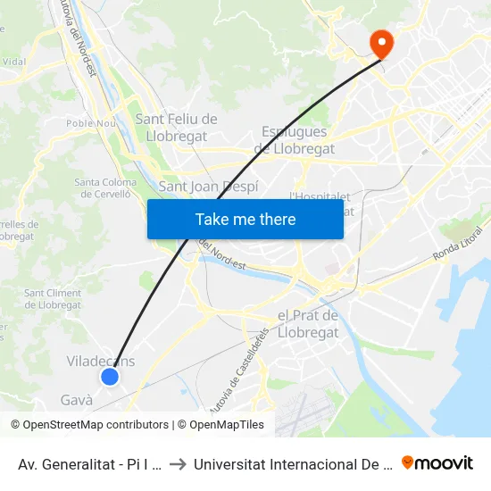 Av. Generalitat - Pi I Margall to Universitat Internacional De Catalunya map