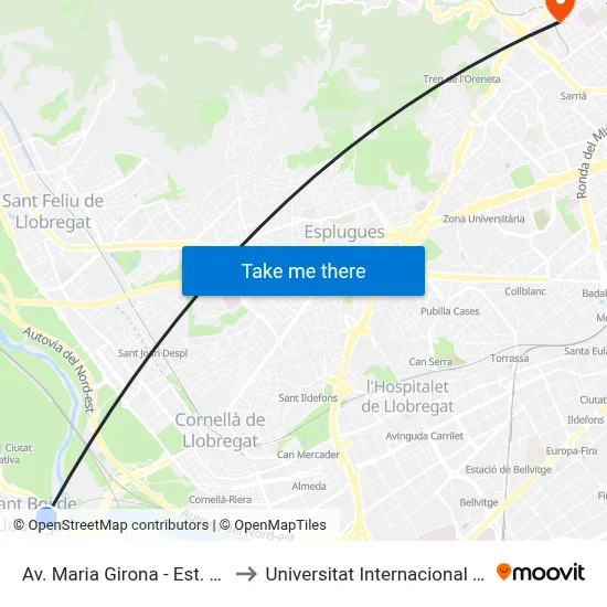 Av. Maria Girona - Est. Fgc Sant Boi to Universitat Internacional De Catalunya map
