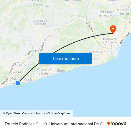Estació Rodalies Calafell to Universitat Internacional De Catalunya map