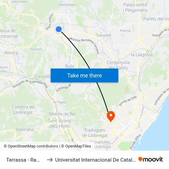 Terrassa - Rambla to Universitat Internacional De Catalunya map