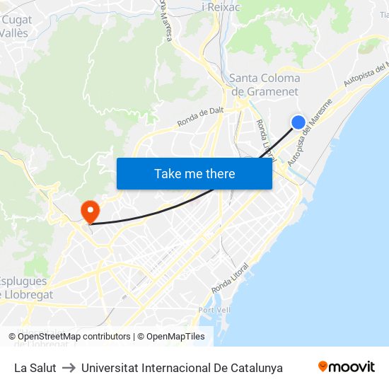 La Salut to Universitat Internacional De Catalunya map
