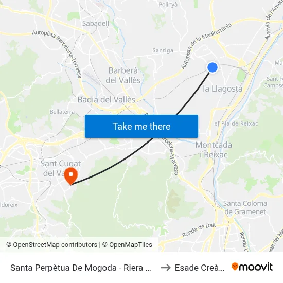 Santa Perpètua De Mogoda - Riera De Caldes to Esade Creàpolis map