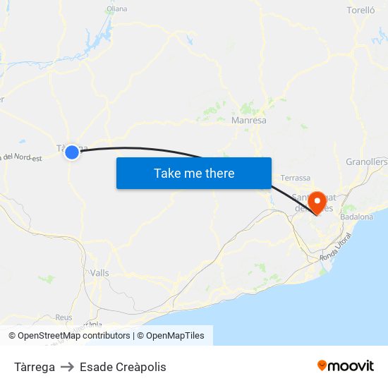 Tàrrega to Esade Creàpolis map