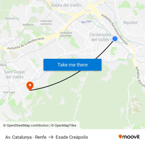 Av. Catalunya - Renfe to Esade Creàpolis map