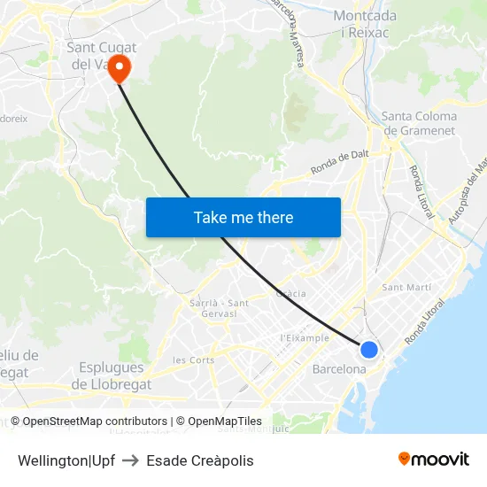Wellington|Upf to Esade Creàpolis map