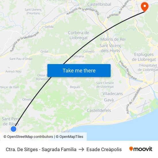 Ctra. De Sitges - Sagrada Familia to Esade Creàpolis map