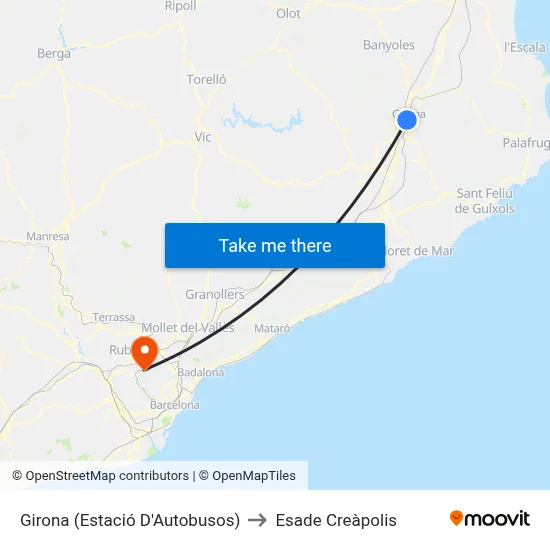 Girona (Estació D'Autobusos) to Esade Creàpolis map