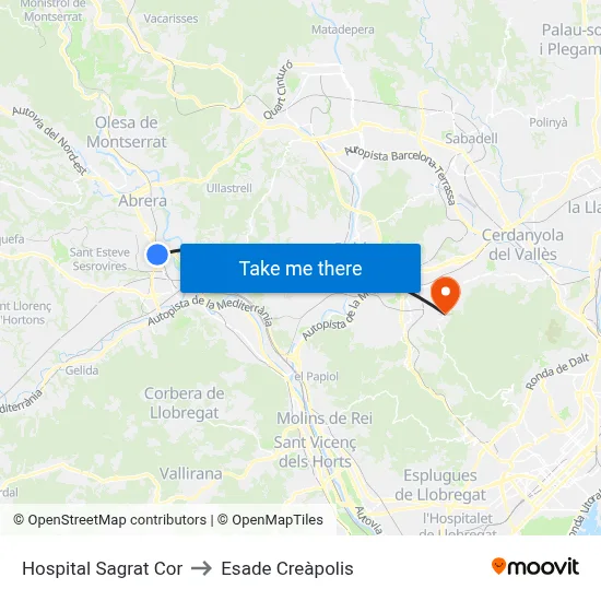 Hospital Sagrat Cor to Esade Creàpolis map