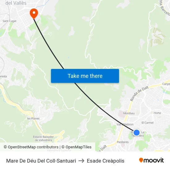 Mare De Déu Del Coll-Santuari to Esade Creàpolis map