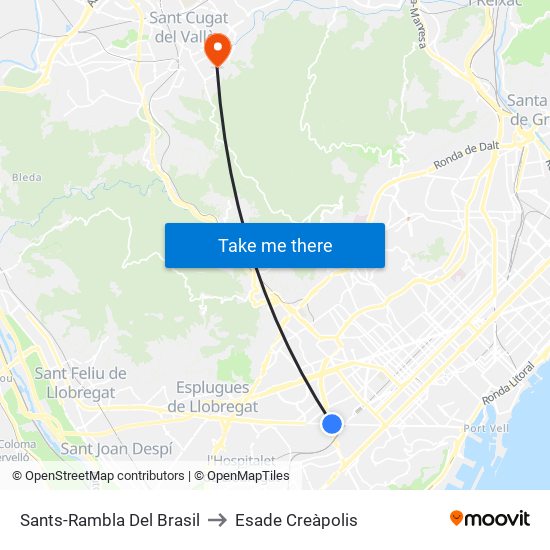 Sants-Rambla Del Brasil to Esade Creàpolis map