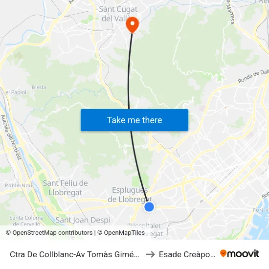 Ctra De Collblanc - Av Tomás Giménez to Esade Creàpolis map