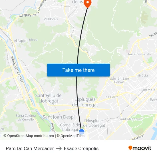 Parc De Can Mercader to Esade Creàpolis map