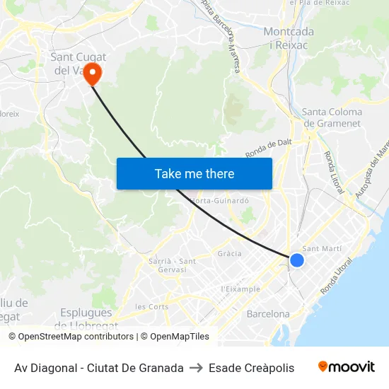 Av Diagonal - Ciutat De Granada to Esade Creàpolis map
