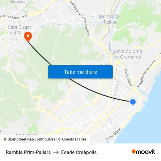 Rambla Prim-Pallars to Esade Creàpolis map