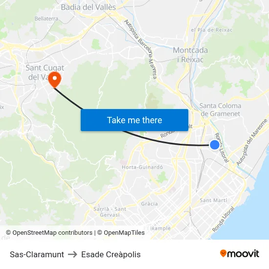 Sas-Claramunt to Esade Creàpolis map