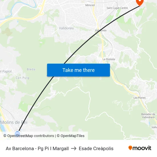 Av Barcelona - Pg Pi I Margall to Esade Creàpolis map