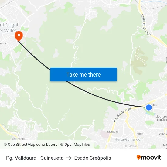 Pg. Valldaura - Guineueta to Esade Creàpolis map