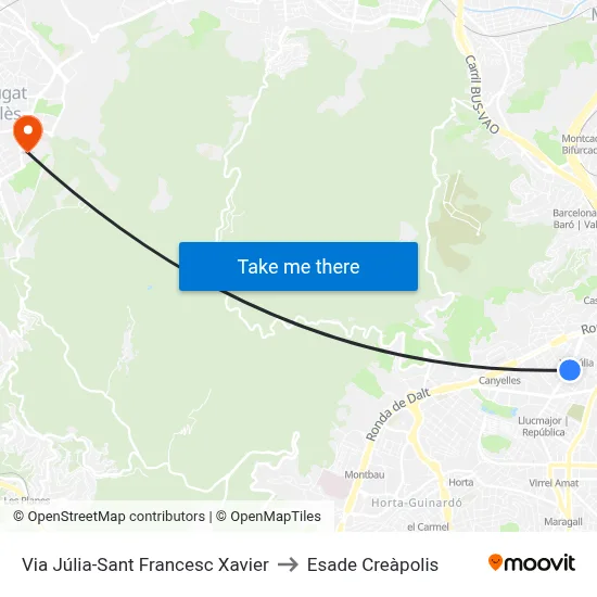Via Júlia-Sant Francesc Xavier to Esade Creàpolis map