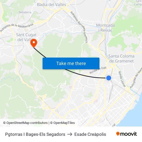 Pgtorras I Bages-Els Segadors to Esade Creàpolis map