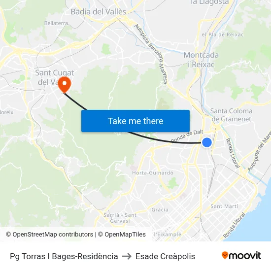 Pg Torras I Bages-Residència to Esade Creàpolis map
