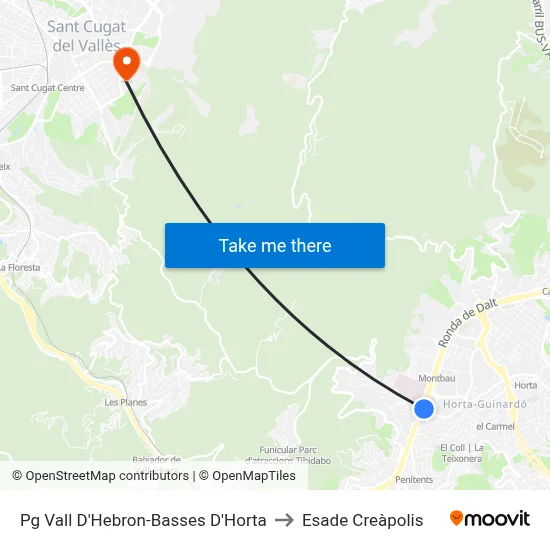 Pg Vall D'Hebron-Basses D'Horta to Esade Creàpolis map