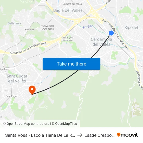 Santa Rosa - Escola Tiana De La Riba to Esade Creàpolis map