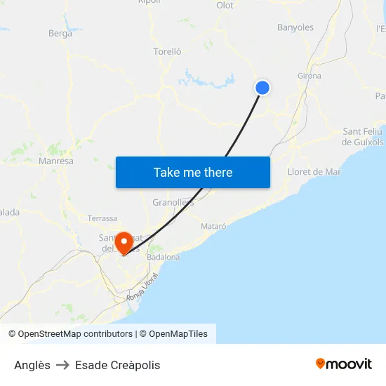 Anglès to Esade Creàpolis map