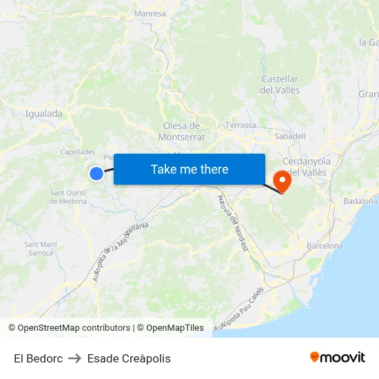 El Bedorc to Esade Creàpolis map