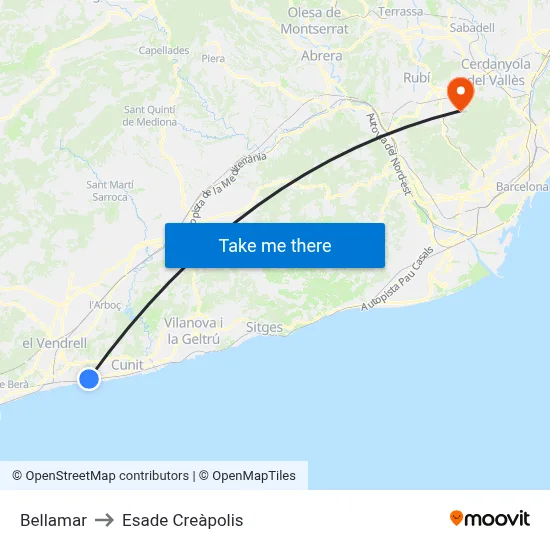 Bellamar to Esade Creàpolis map