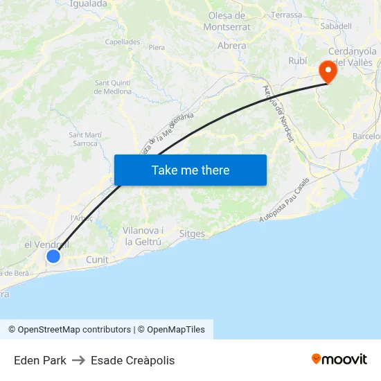 Eden Park to Esade Creàpolis map